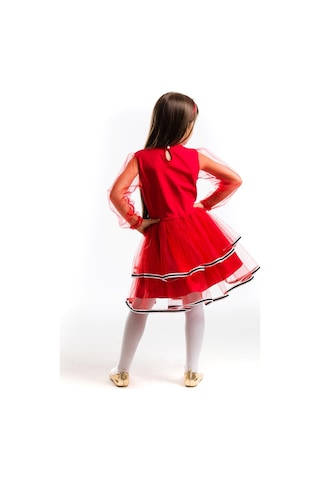 Denokids Tüllü Geyik Kız Kırmızı Yılbaşı Tütü Elbise Kırmızı