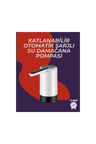 Otomatik Damacana Su Pompası 40-80 Saniye Zaman Ayarlı %90 Açılabilir Hijyenik Tasarım Şarjlı Sarı