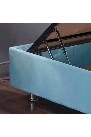 Nironyatak Cozy Baza Ve Başlık - 100 x 200 CM Cm Tek Kişilik Sandıklı Bebek Mavis
