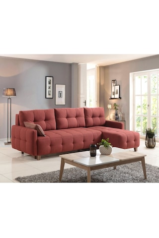 Orion Köşe Koltuk Takımı & L Koltuk Sandıklı & Yataklı Bordo & Köşe Takımı