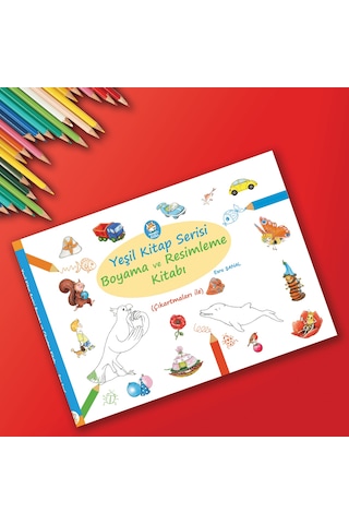Yeşil Kitap Serisi / Okumalı Boyama - Resimleme Kitabı (Çıkartmalı) 5+ Yaş