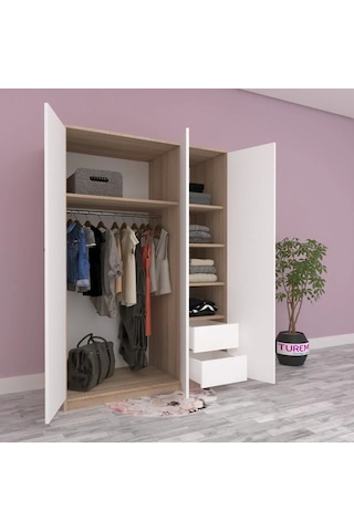 Troy 3 Kapılı Gardırop Mdf Sis Gri
