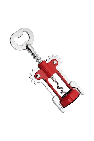 Paslanmaz Çelik Kanatlı Tirbuşon Mantar Kapak Şişe Açacağı -fc717 Kırmızı