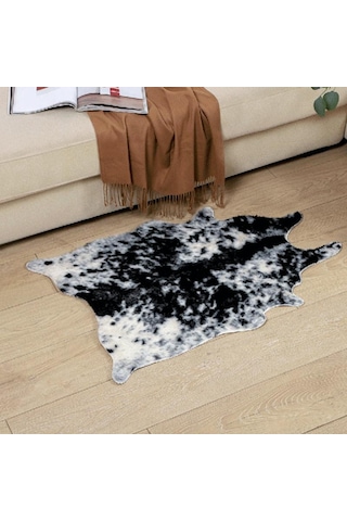 Oturma Odası İçin Büyük Boy İnek Baskılı Dana Derisi Suni Deri Kaymaz Antiskid Mat Halı