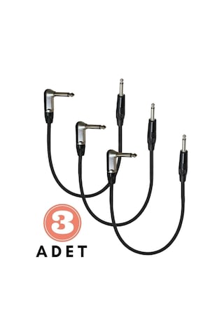 Pedal Bağlantı Kablosu Efekt Pedal Ara Kablosu Çift Jaklı Düz/l 3 Adet