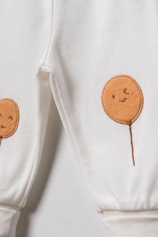 Magu Unisex Bebek Pamuklu Ekru Sweatshirt Eşofman Takım - Balon Desenli Çok Renkli