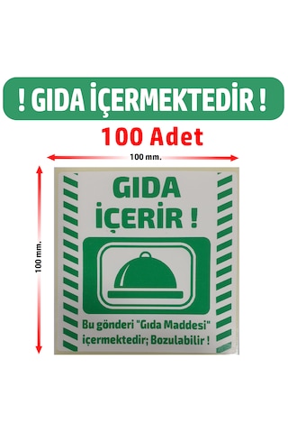 Gıda İçermektedir Etiketi, Soğuk Zincir Etiketi Ürün Uyarı Etiketi 100 Adet