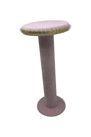 Süet Kumaş Pembe Renk 35 Cm Yuvarlak Model Kolye-tesbih-bileklik Standı