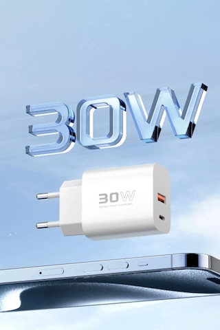Mey İthalat C89q 1 Adet 30w Type-c Ve 1 Adet 22.5w Usb Çıkışlı Ekstra Dl48 1m Usb To Lightning Kab
