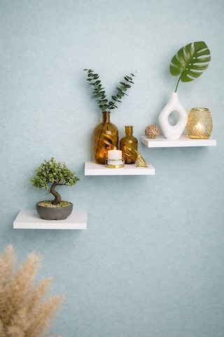 Mobilyacın 3'lü Uçan Duvar Rafı Set Gizli Raf- Beyaz 15x15