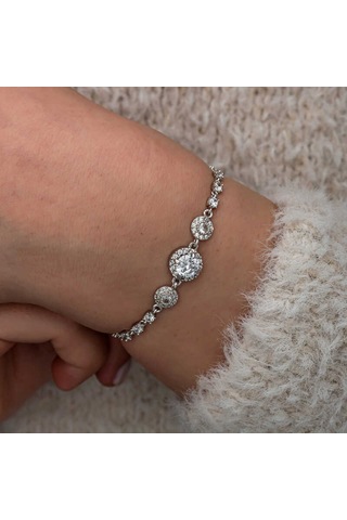 Artsmagazinmücevher Gümüş Zirkon Taşlı Yuvarlak Kadın Bileklik