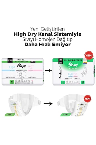 Sleepy Natural Double Soft Avantajlı Mega Paket Bebek Bezi 4 Numara Maxi 120 Adet