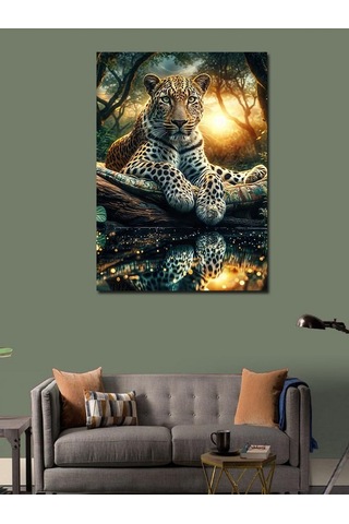 Kanvas Tablo Ormandaki Asil Leopar 100cmx140cm