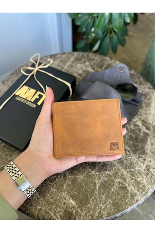 Mft Leather Hakiki Deri Erkek Cüzdan Hediye Kutulu - 2612 Royal Crayz Camel Anahtarlık Hediyeli Camel