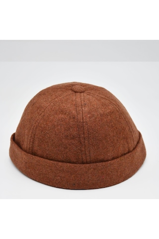 Şapkadan Etnik Desen Kısa Docker Şapka Vintage Cap Kasket Kahverengi