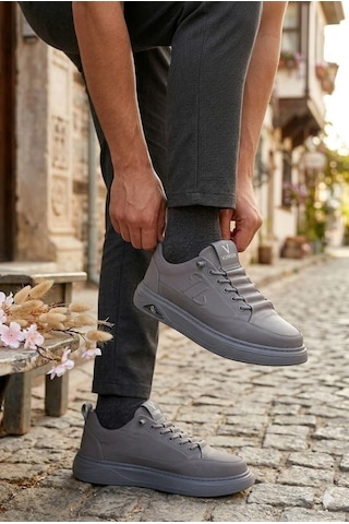 Pepita E327 Rahat Hafif Keten Lastik Bağcıklı Günlük Sneaker Erkek Spor Ayakkabı Gri