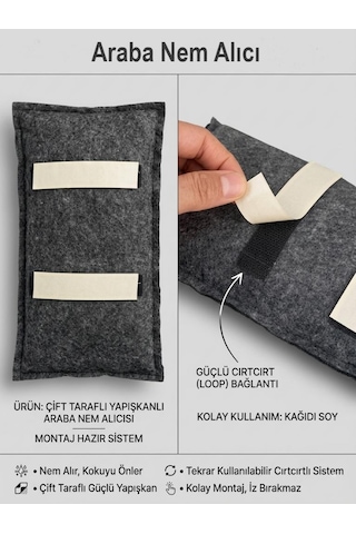 Gri, Araç İçi Nem Alıcı Yastık Tekrar Kullanılabilir Oto Nem Giderici Ped