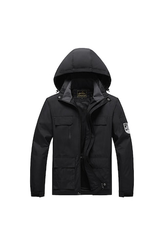 Erkek Kapüşonlu Ceket Siyah Siyah