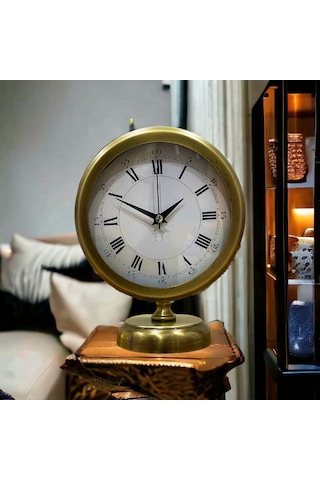 Eskitme Gold Metal Ofis Salon Otel Masa Saati 25*20 cm Y7