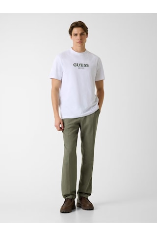 Guess M6gı16k3032 Cn Ss Guess Logo Con Erkek Tişört Beyaz
