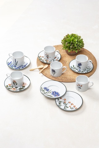 Porland Flower Garden Çay Fincanı 180cc 6 Kişilik 12 Parça Çok Renkli