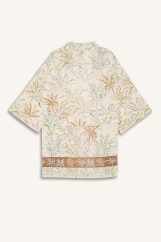 Defacto Regular Fıt Desenli Kuşaklı Kimono D0453ax26sper103 Ekru-er103