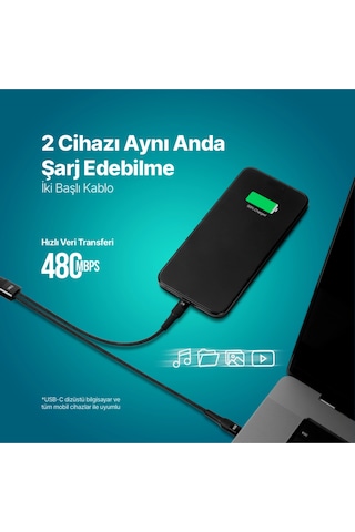 Alumicable Duo Usb-c Usb-c + Lightning 100w 150cm Hızlı Şarj Kablosu 2dk56s