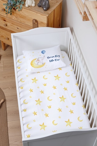 Organik Bebek Boy Lastikli Çarşaf Seti 70x130 - Sevimli Ay Fısıltısı