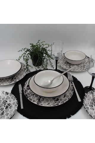 Snake 18 Parça Yemek Takımı Siyah