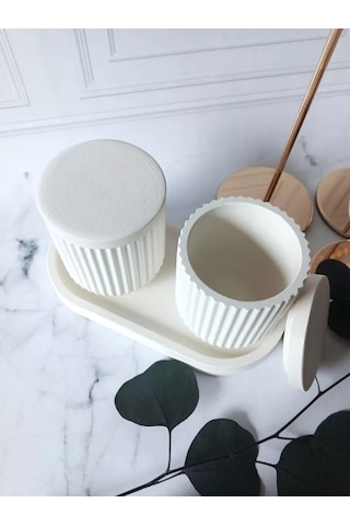 Cre Art Kuru Çiçekler İçin Dekoratif Alçı Set Ev Dekorasyonu İçin Kuru Çiçek Vazosu Alçı Seti 236592464 Beyaz