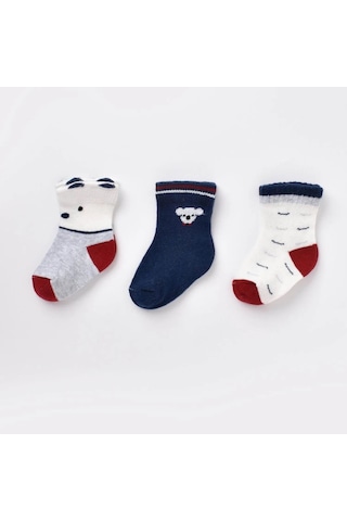 Biorganic Papyonlu Koala 3'lü Bebek Çorabı 68447 Lacivert