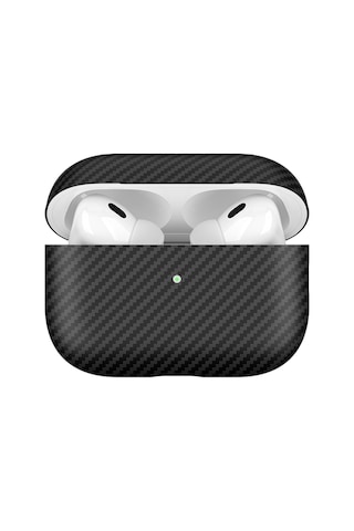 Mobaxaksesuar Apple Uyumlu AirPods Pro 1. / 2. Nesil İle Kılıf 600d Karbon Fiber Yapılı Kulaklık Kılıfı 43 Siyah