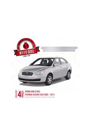 intakrom Hyundai Accent Era Krom Cam Çıtası 4 Parça 2005 - 2011