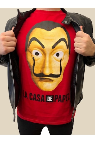 Noıssey Mavi Etiket T-shirt La Casa De Papel Maske 000002-tsy Kırmızı