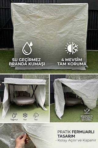Salıncak Koruma Örtüsü Salıncak Korumalık Bahçe Salıncak Kılıfı Koruma Branda Dominik Salıncak Kılıfı Beyaz