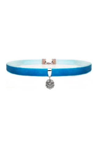 Mavi Renk Kadife Aşk Düğümü Choker Kolye Renkli