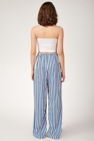 Gabria Kadın Çizgili Bol Paça Pantolon Indıgo İndigo