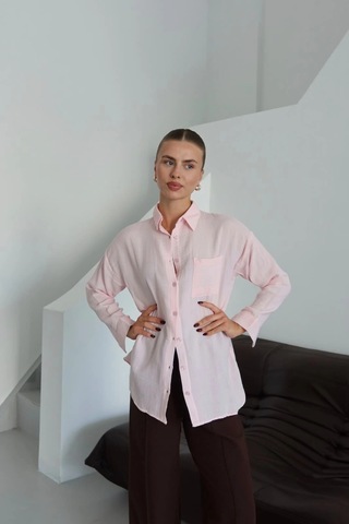 Kazax Tek Cepli Müslin Gömlek Pembe Pt Pembe