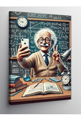 Kanvas Tablo Einstein Ve Bilimsel Çalışma 50cmx70cm