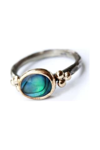 Okyanus Sedefi Taşlı Gümüş Yüzük 925 Ayar Taş