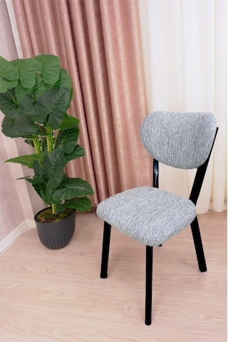 StarMall Bohem Jakarlı Sandalye Kılıfı Çubuk Desen 1 Adet Taş Gri