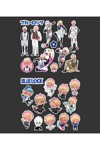 Ryusei Shidou-bluelock- Anime Futbol Telefon Sticker Seti Blue Lock Parlak Kağıt 2 Li Pembe