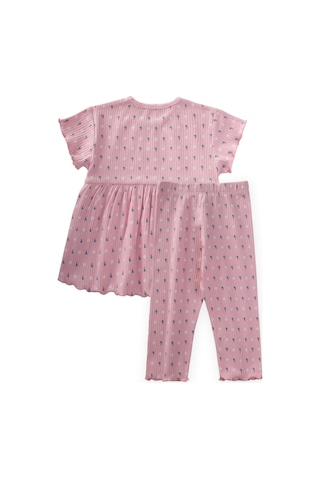 Cigit Desenli Fitilli Tunik Takım 1-8 Yaş Pembe Pembe