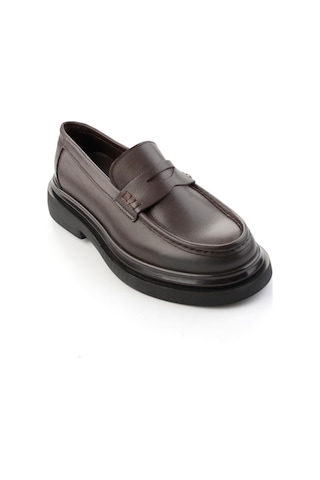 Bambi Kahve Antik Hakiki Deri Erkek Loafer Ayakkabı E01820604841