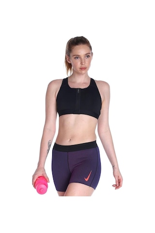 Swoosh Orta Destekli Dolgulu Önü Fermuarlı Kadın Spor Sütyeni Dd1205-010 Siyah