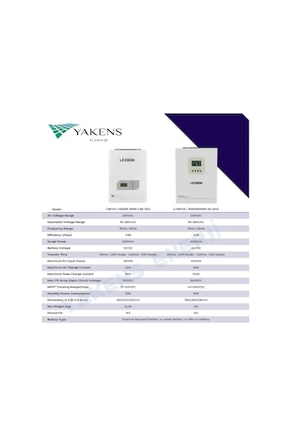 Lexron 3000W 3kW 24V 80A Mppt Şarjlı Tam Sinüs Akıllı İnverter