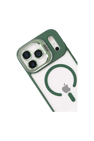 Joko - 60 - Apple iPhone Uyumlu 17 Pro Max Remim Lensli Magsafe Standlı Kapak - - Glblseme - Koyu Yeşil