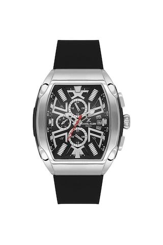 Daniel Klein Dk.1.14028-1 Exclusive Tüm Fonksiyonları Aktif Çelik Kaplama 3 Atm Suya Dayanıklı Silikon Kordonlu Siyah Erkek Kol Saati Metalik