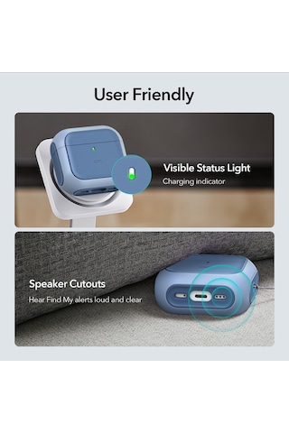 Apple Uyumlu AirPods 4 2024 Halolock Orbit Hybrid Magsafe Kılıf Mavi