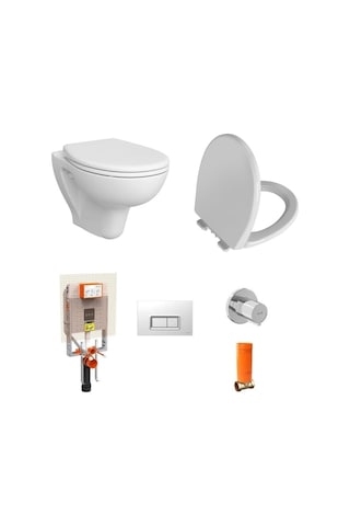 Vitra S20 Round Smoothflush Asma Klozet + Vitra Yavaş Kapanır Kapak + Vitra Gömme Rezervuar Set